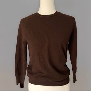 J. Crew Brown 3/4 Sleeve Crewneck Sweater - M